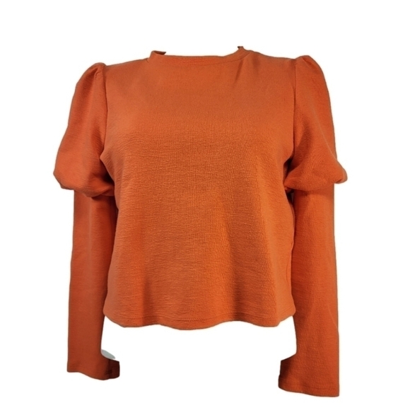 Zara Orange Ruffle Cropped Sweater - Picture 1 of 6